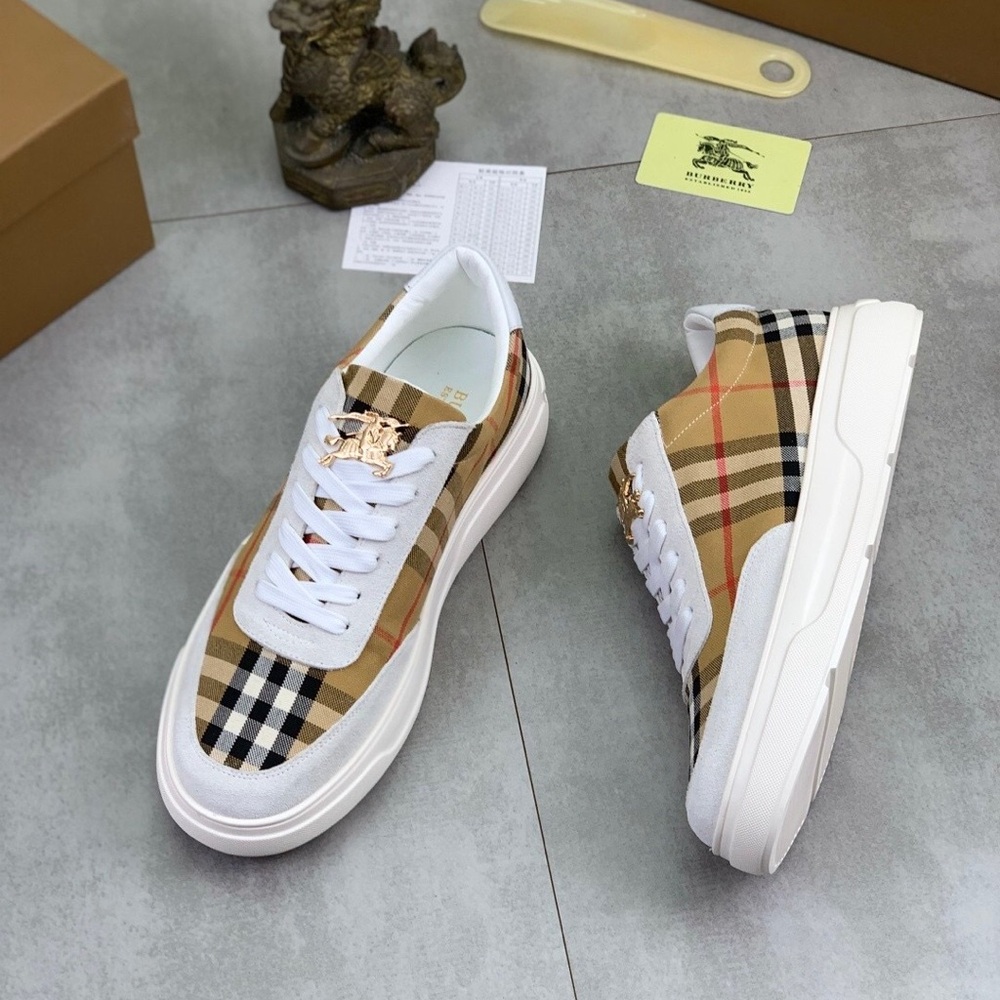 Burberry Checkered Tan and White Men's Sneakers